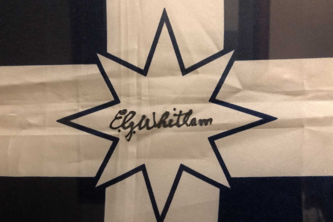 Avowed republican: A Gough Whitlam-signed Eureka flag.