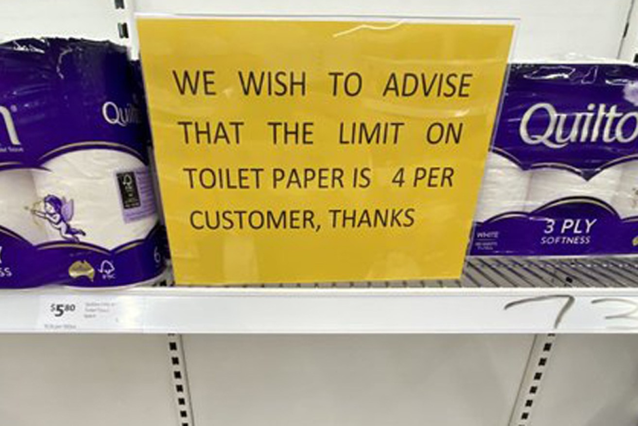 A sign in a suburban Coles in Melbourne on Wednesday.