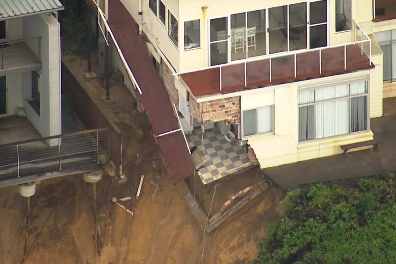 Part of a house gave way overnight at Wamberal.