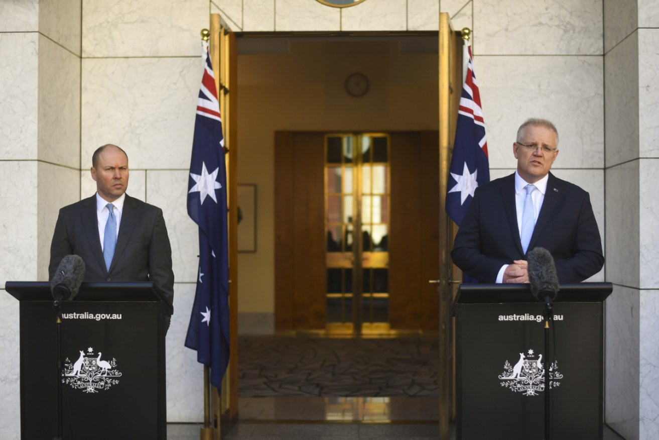 Australian Treasurer Josh Frydenberg (left) will deliver an economic update on Thursday. 