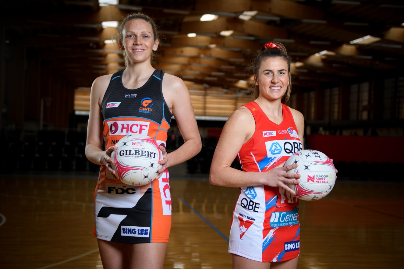 Giants Netball captain Jo Harten and NSW Swifts captain Maddy Proud ahead of the new season. 
