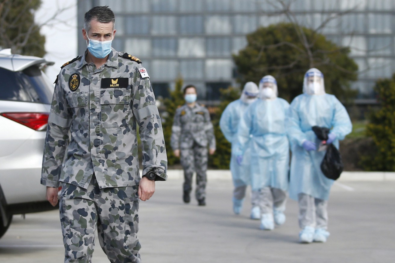 Defence Force personnel at a Melbourne aged-care home at the height of Victoria's second wave.