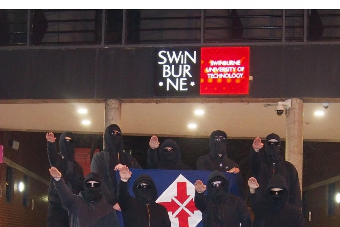 Swinburne University says it did not give the National Socialist Network  permission to enter its grounds.