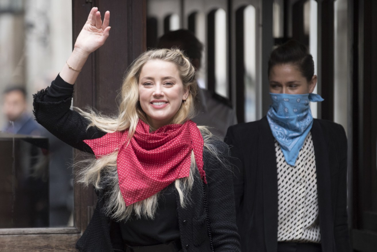 Amber Heard arrives outside court on Thursday for the libel trial.  