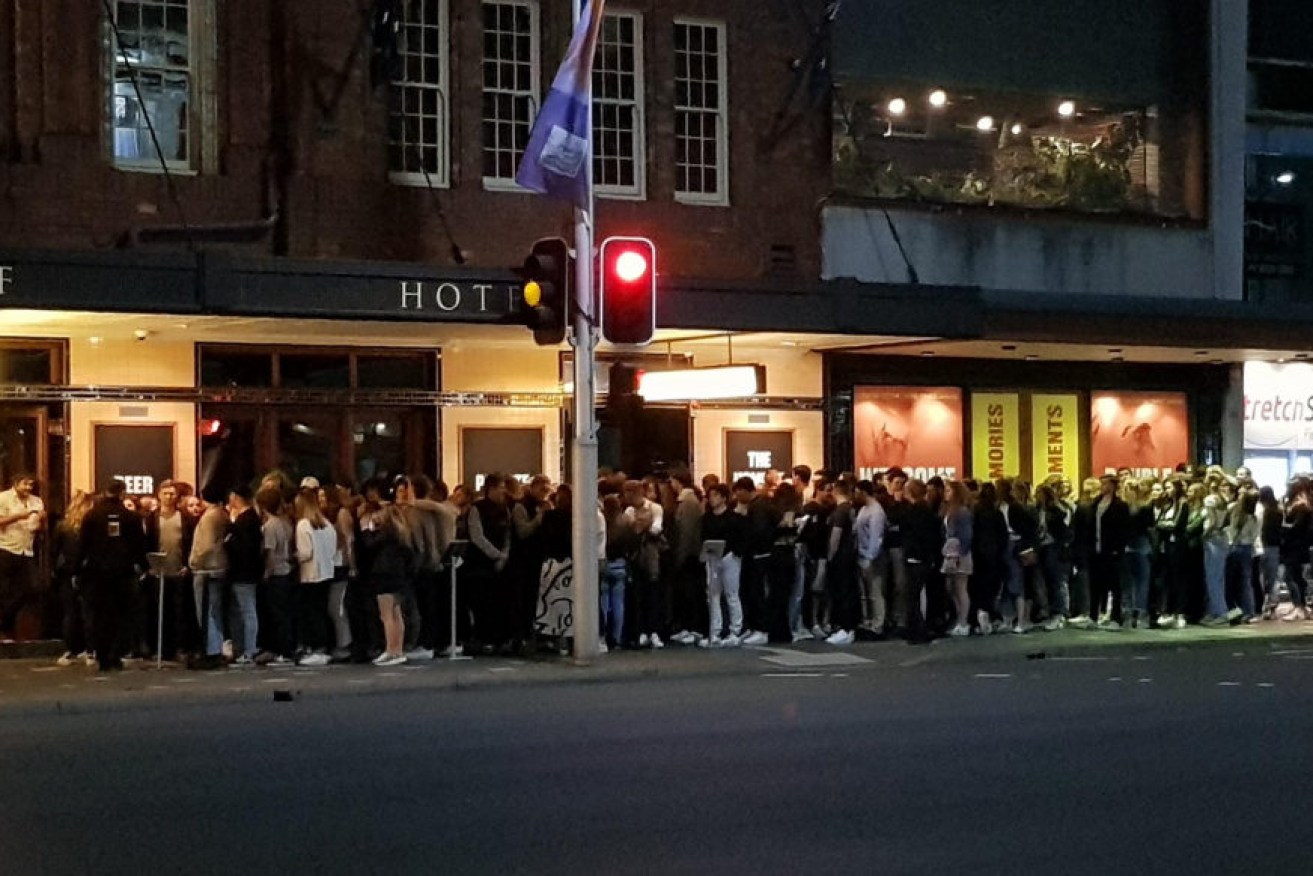 A photo taken outside the Golden Sheaf in Sydney on Wednesday has sparked fears of complacency. 
