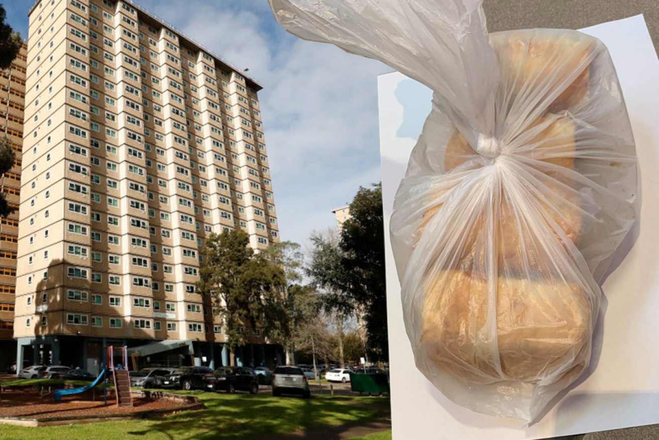 A North Melbourne public housing resident was given just four sausage rolls over 48 hours under lockdown. 