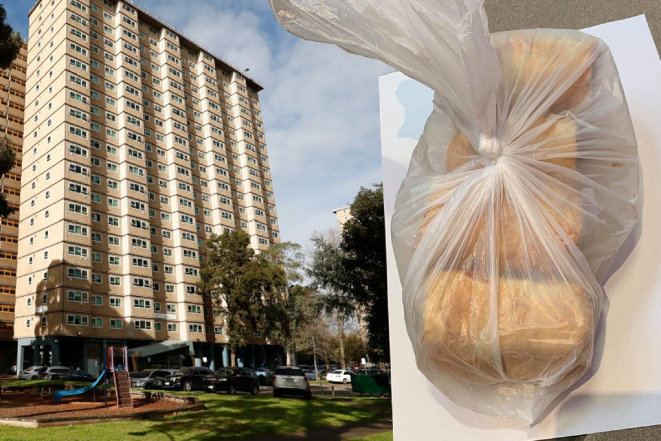 A North Melbourne public housing resident was given just four sausage rolls over 48 hours under lockdown.