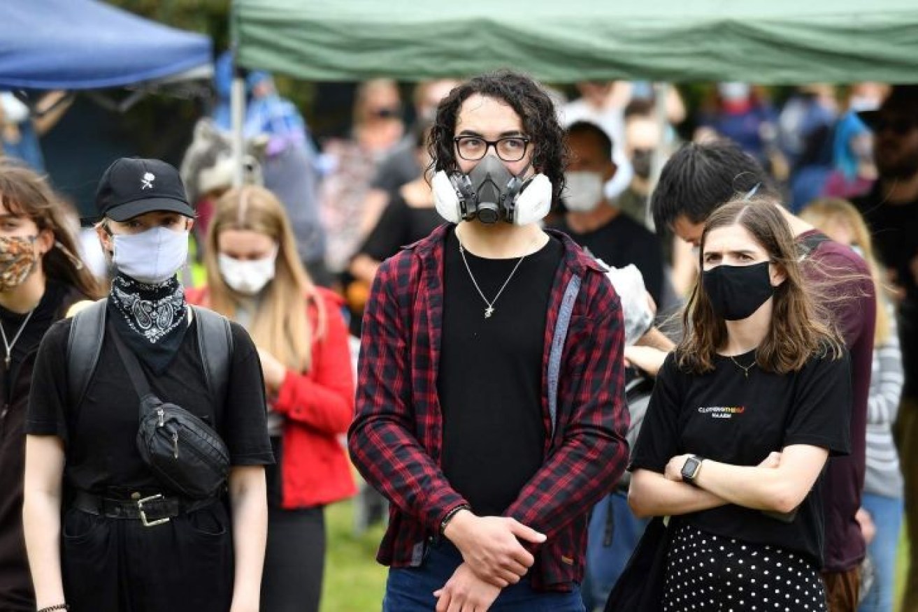 A smaller-than-expected protest was held today at Raymond Park.