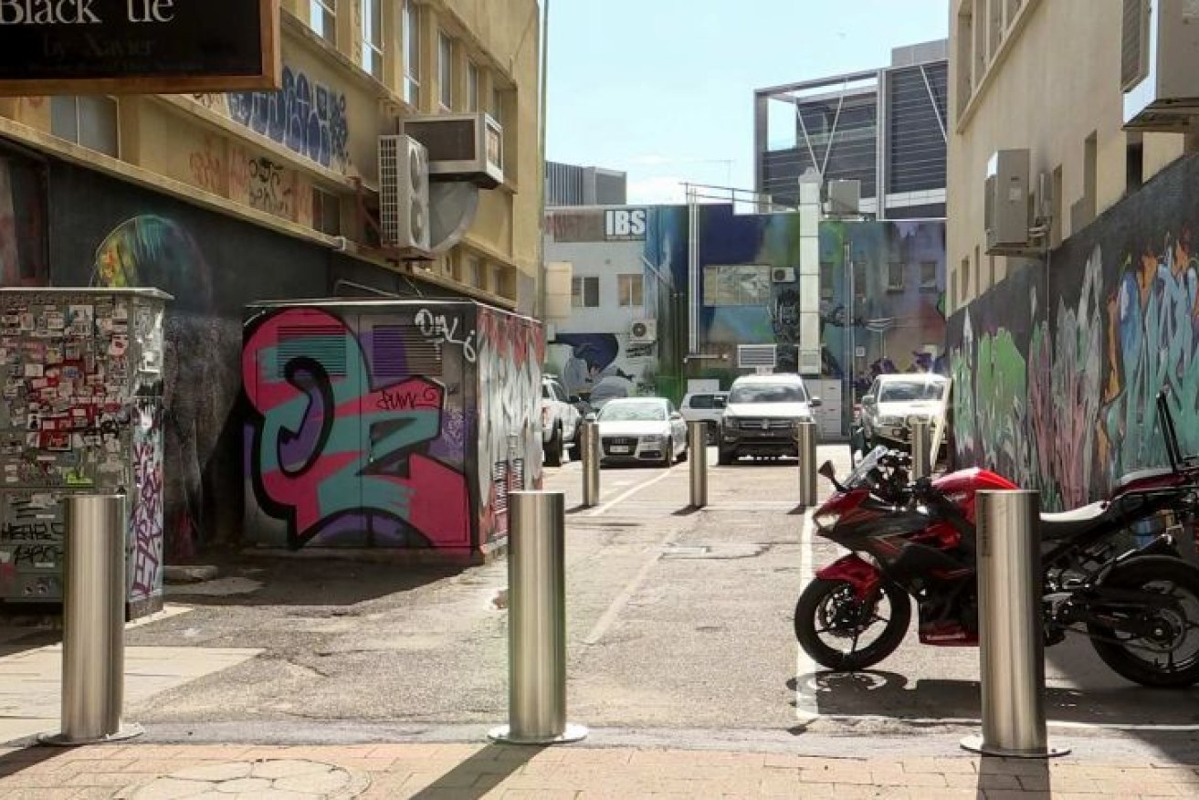 A five-year-old child was allegedly grabbed and dragged towards this laneway in Petrie Plaza.