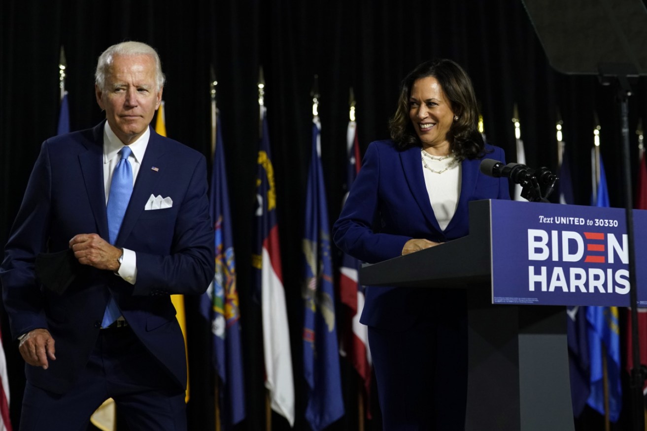 Democratic presidential candidate Joe Biden with his running mate Senator Kamala Harris.