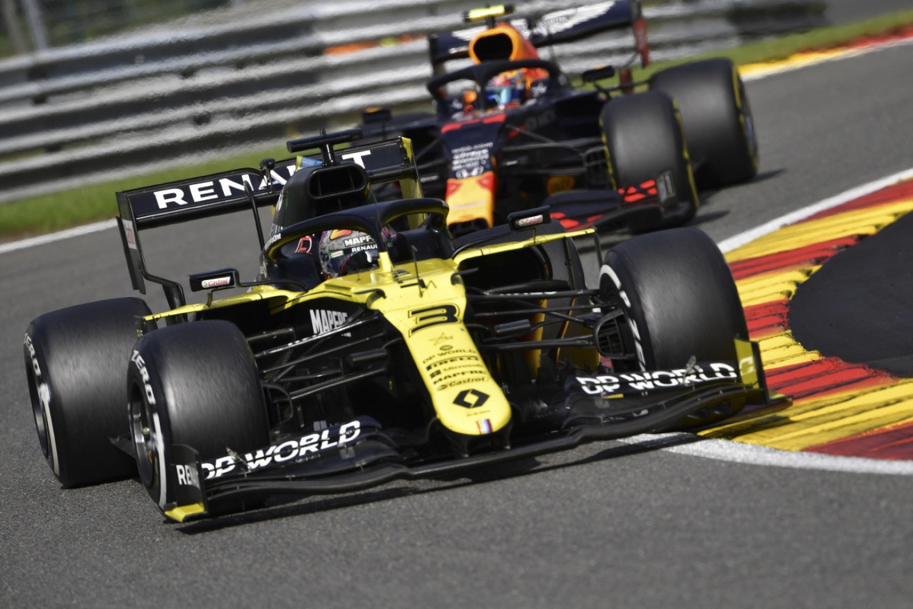 Daniel Ricciardo on the charge at Spa-Francorchamps on Sunday.