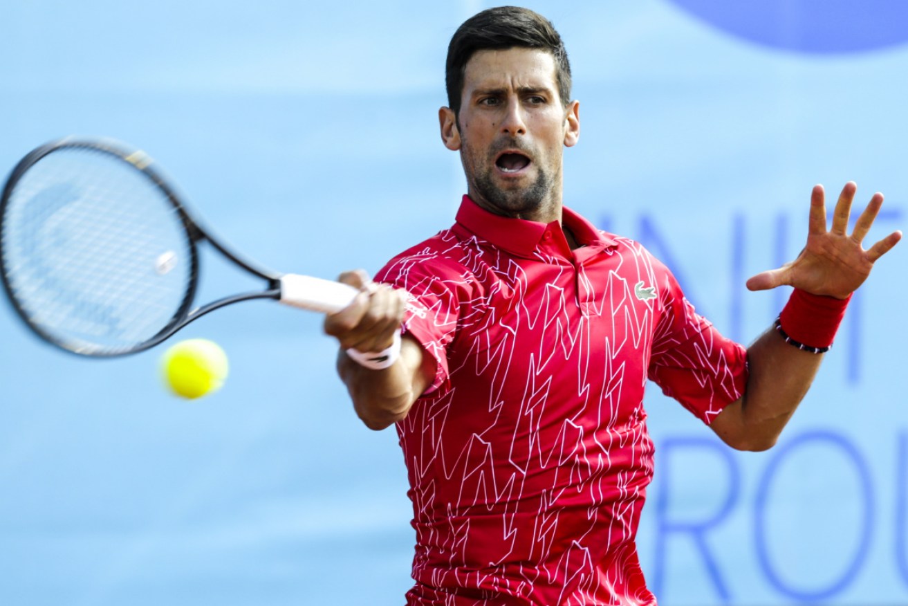 Novak Djokovic gets some match practice at his Adria Tour tournament in Belgrade, Serbia in June.