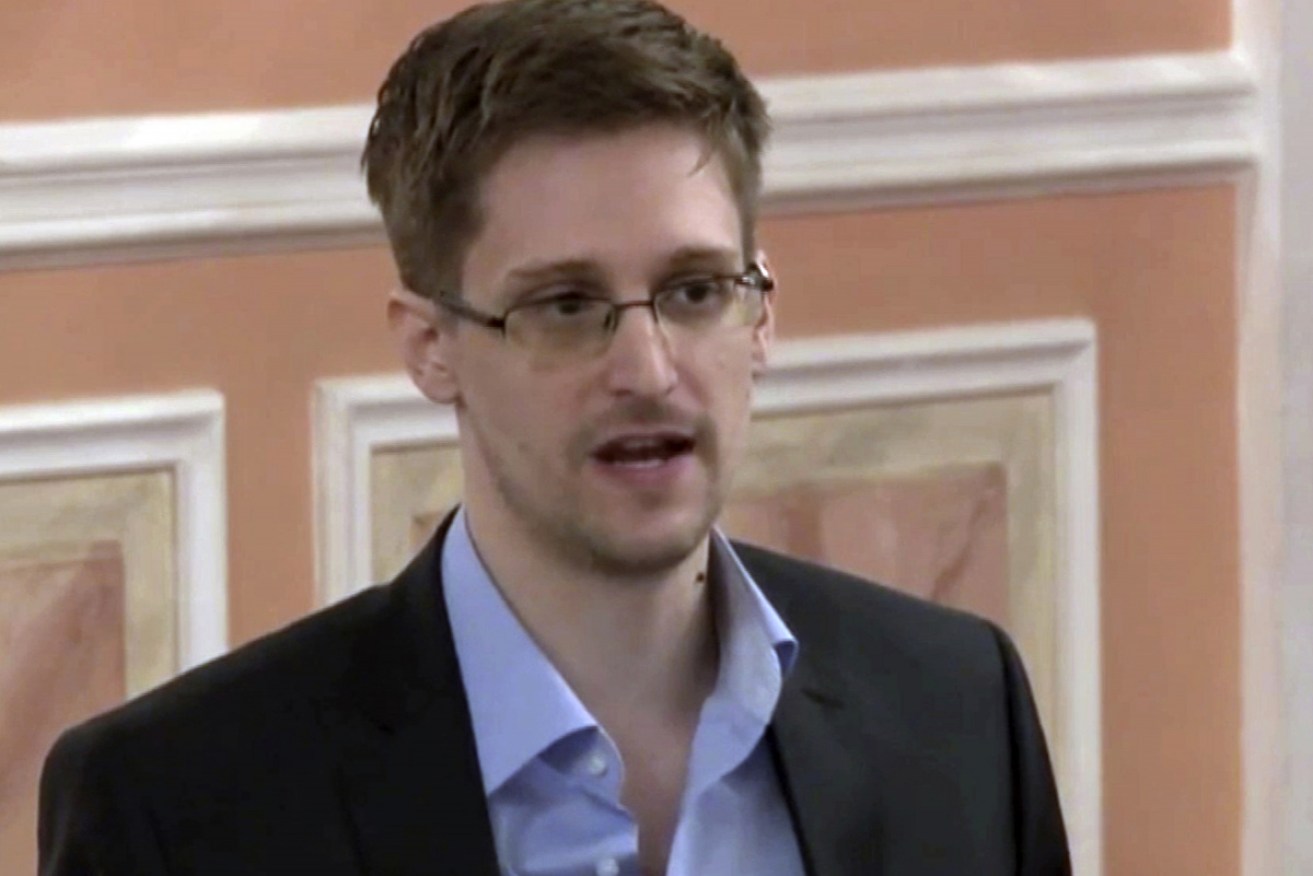 Edward Snowden in an October 2013 press conference in Moscow. 