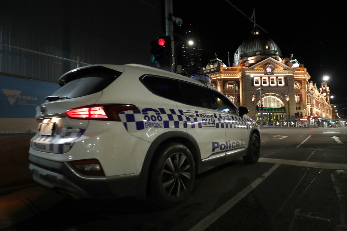 Police are patrolling Melbourne streets during nightly coronavirus curfew.