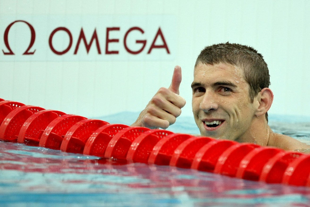 Michael Phelps celebrates after winning the men's 400m Individual Medley final at the Beijing 2008 Olympic Games.