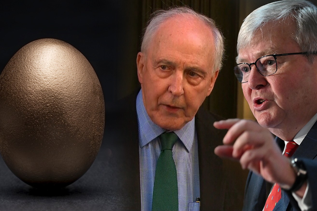 Statues of former prime ministers Kevin Rudd and Paul Keating have been vandalised.