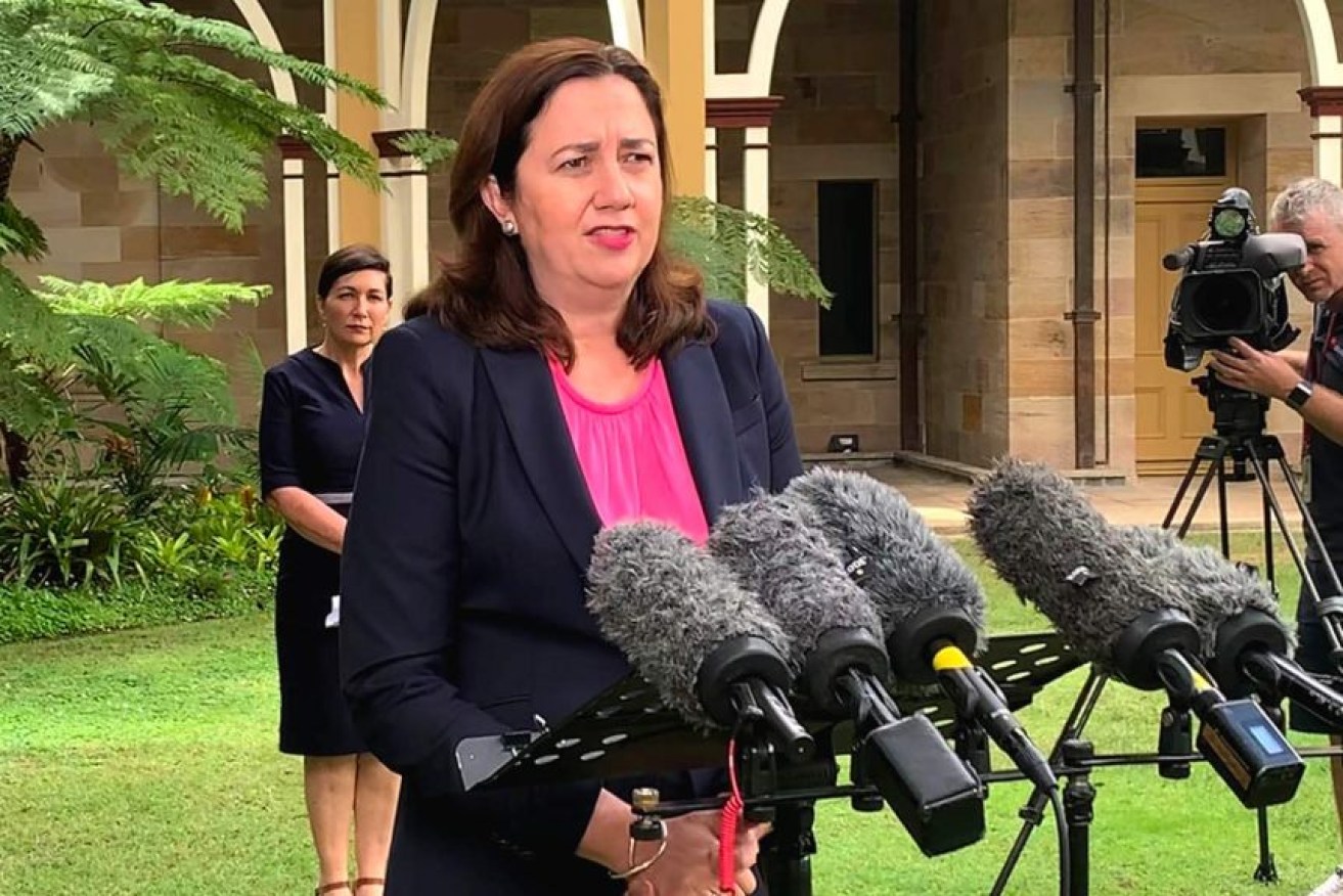 Premier Annastacia Palaszczuk giving a media conference in Brisbane.