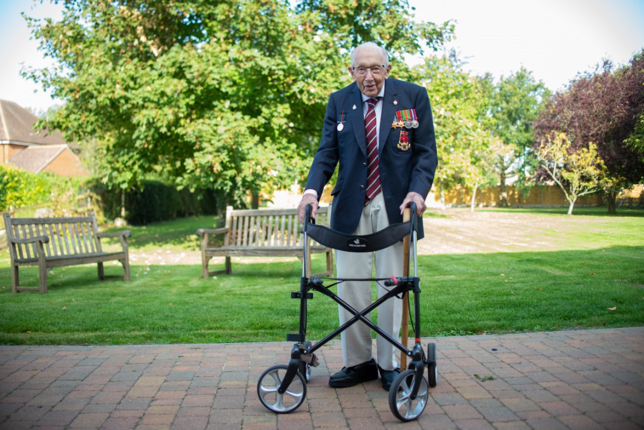 Captain Tom Moore began a fundraiser for the National Health Service, hoping to raise £1000 by walking 100 laps of his garden. 