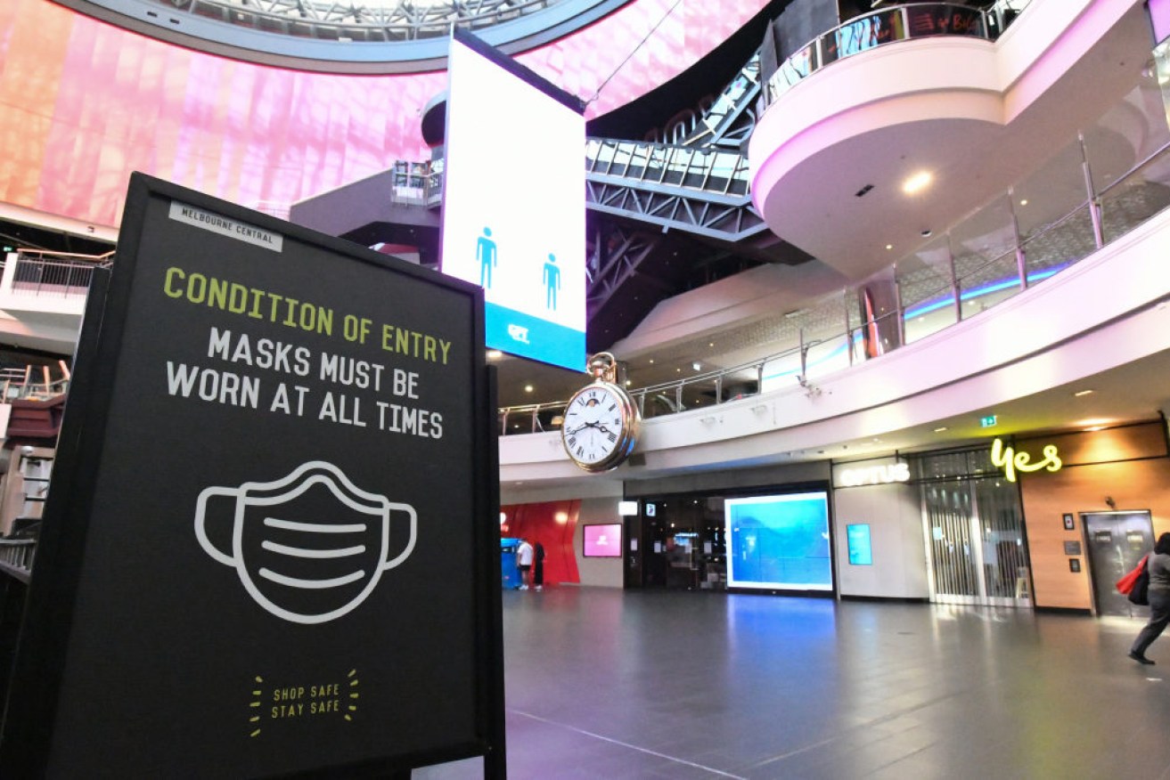 An empty shopping centre in Melbourne's CBD.