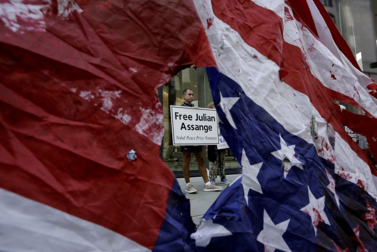 A supporter of WikiLeaks founder Julian Assange outside the Old Bailey, in London last Monday.