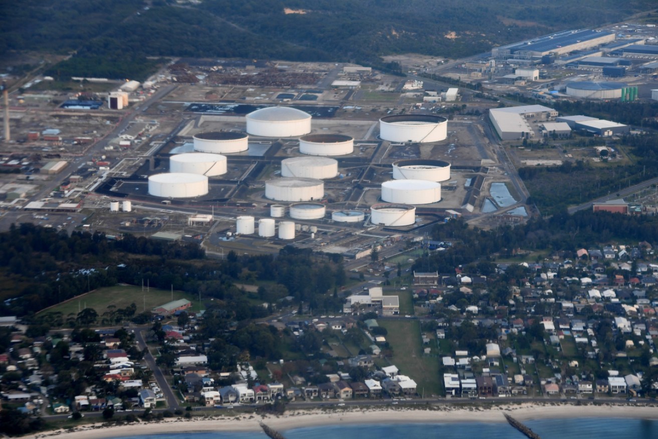 The Caltex refinery plant in the Sydney suburb of Kurnell in  June 2017. 