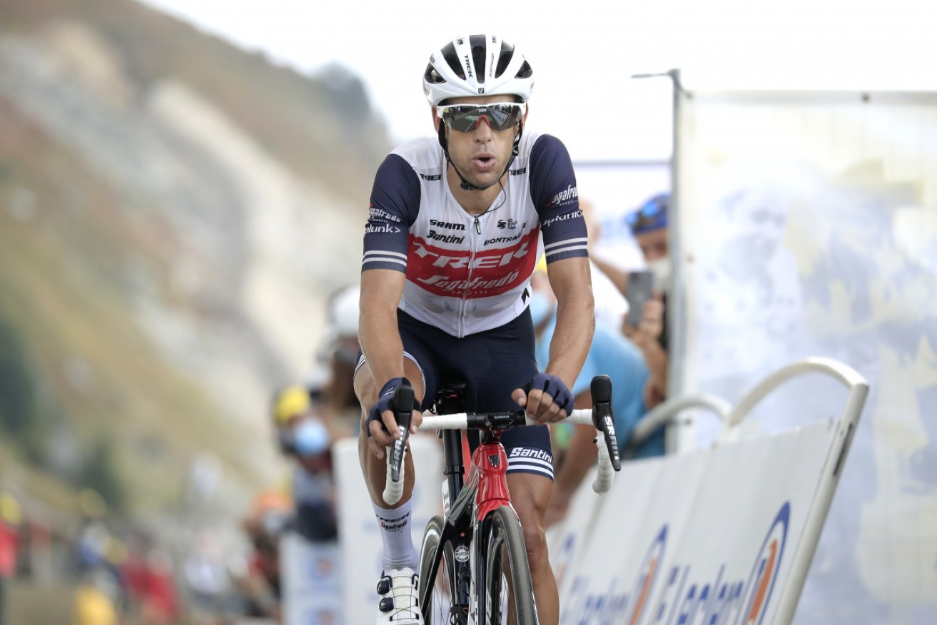 Australia's Richie Porte climbs Col de la Loze on the way to the finish of the Tour de France's 17th stage.
