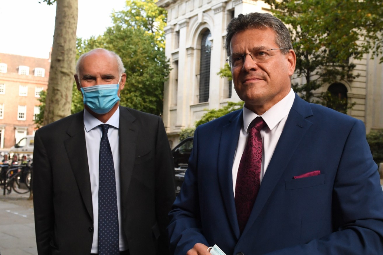 EU Ambassador to the UK Joao Vale de Almeida and EU Commission vice-president Maros Sefcovic arrive in London for talks.