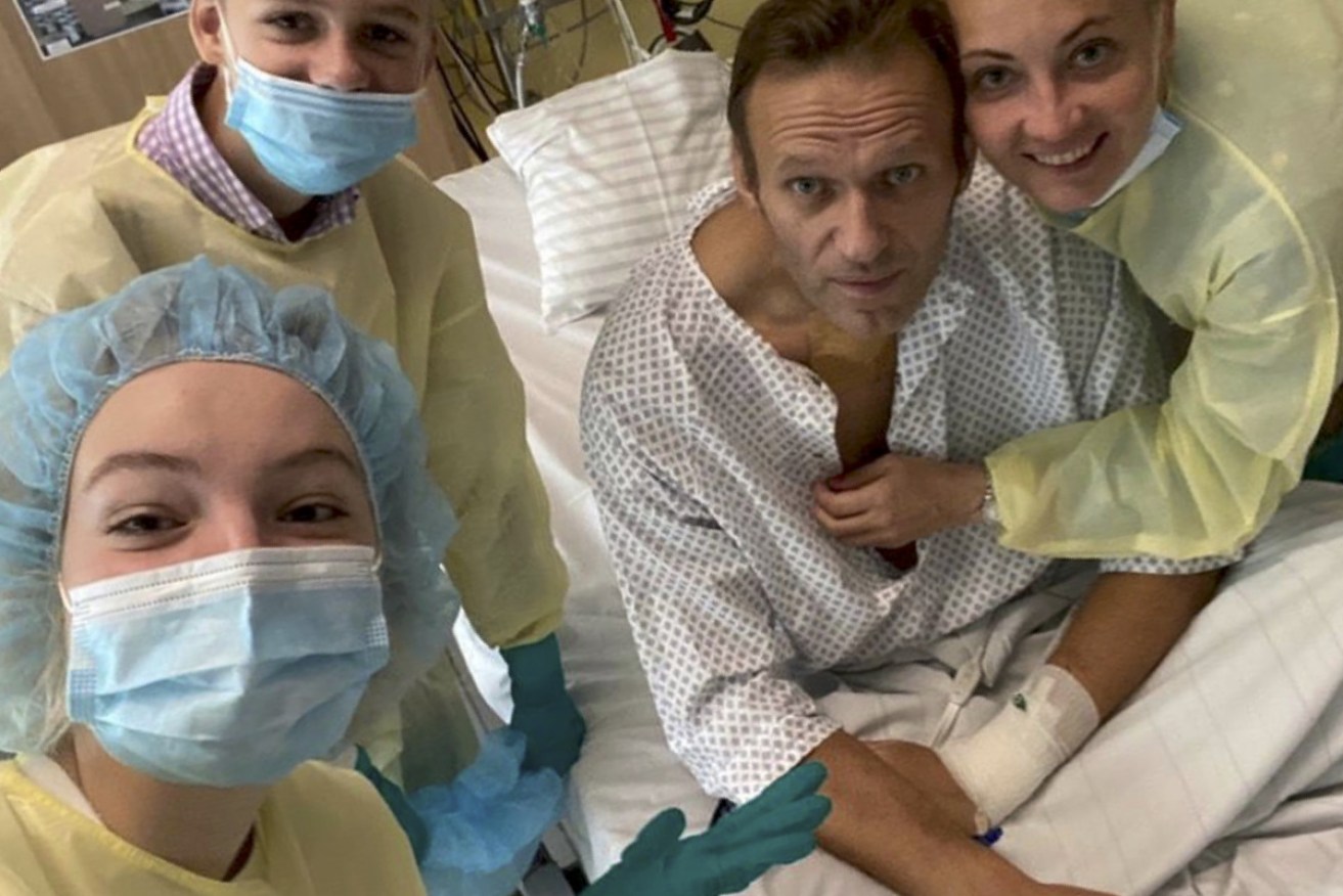 The Navalny family in Berlin’s Charite Hospital in September. 