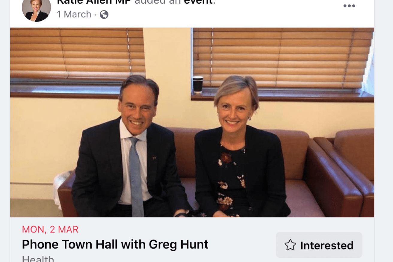Katie Allen hosted a town hall with health minister Greg Hunt