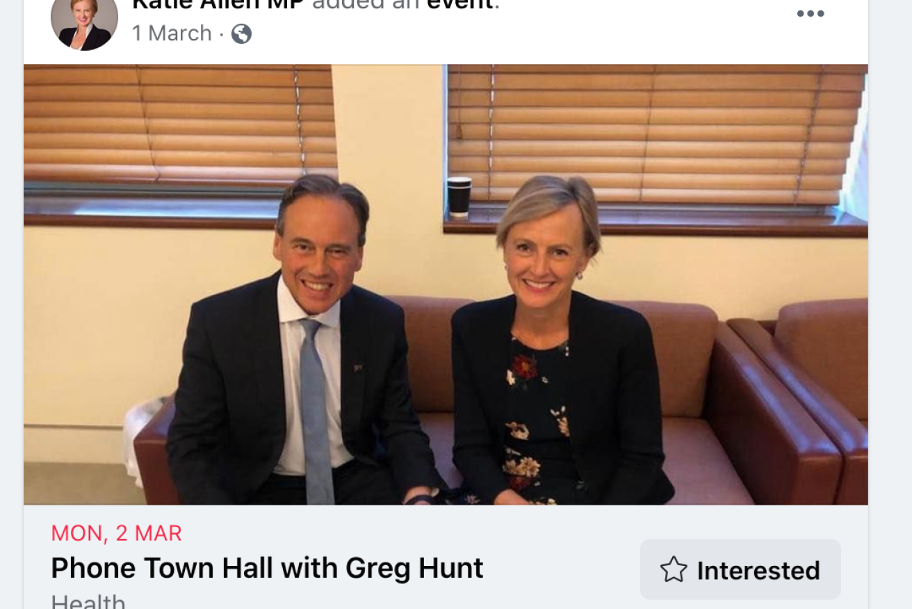 Katie Allen hosted a town hall with health minister Greg Hunt