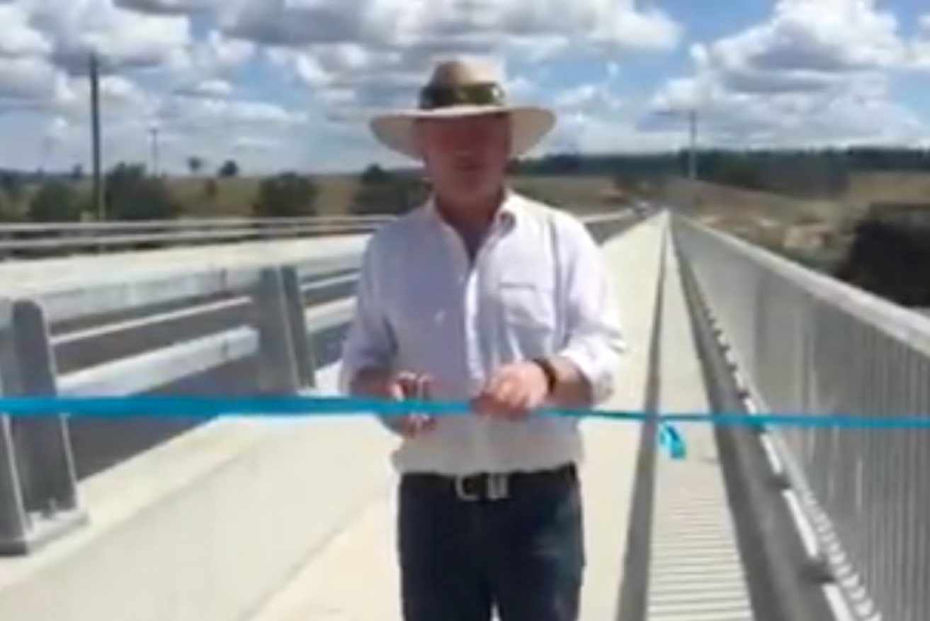 Barnaby Joyce has come under fire for his "unofficial" bridge opening.