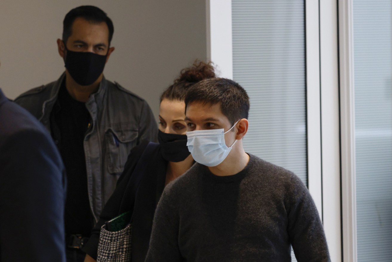 <i>Charlie Hebdo</i> webmaster Simon Fieschi before appearing at the courthouse in Paris, France on Wednesday.