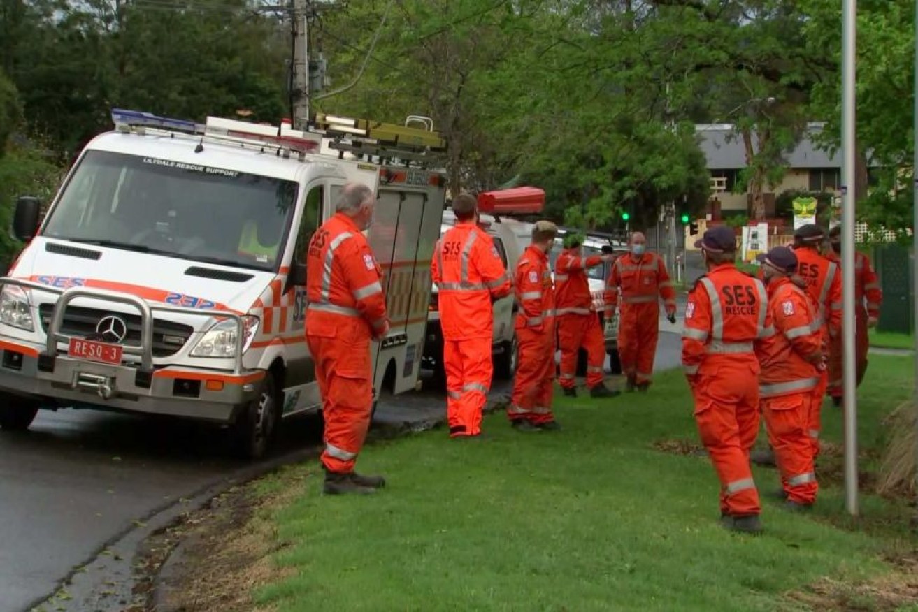 Police say the search, involving SES officers, will likely resume at first light.