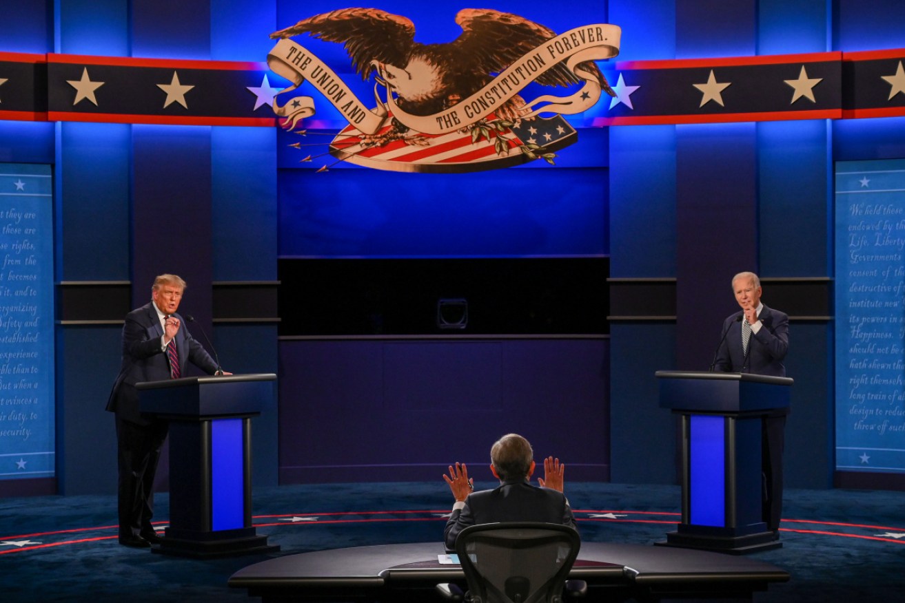 Donald Trump and Joe Biden in full swing on Tuesday, as moderator Chris Wallace tries to calm the situation.