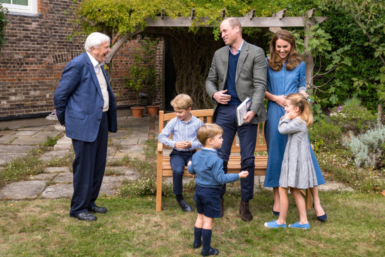 William, Kate and their brood share a pair of right royal smiles with David Attenborough.
