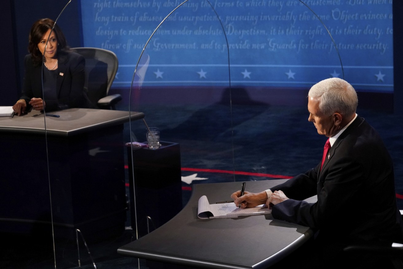 Kamala Harris, left, and Mike Pence face off in the vice-presidential debate.