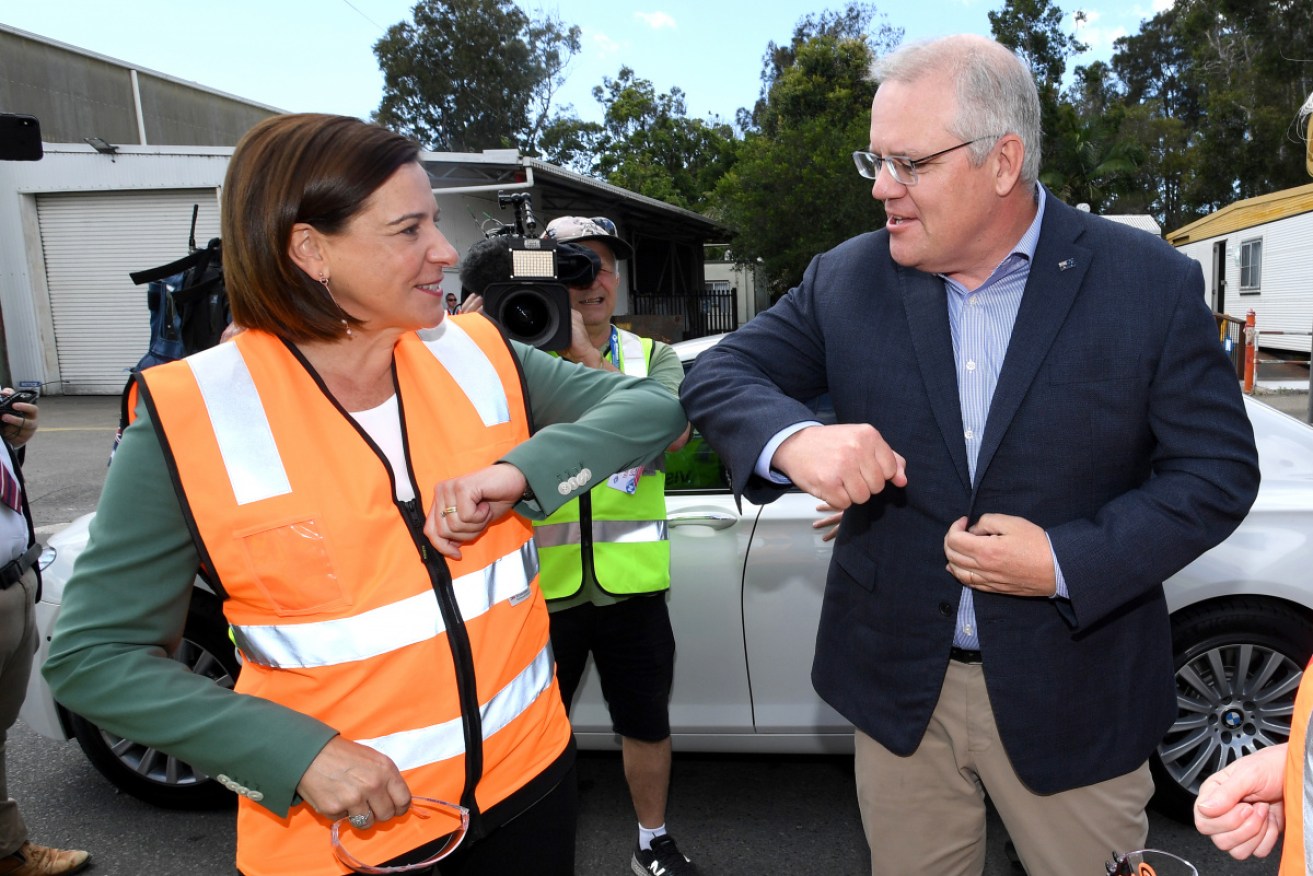 Ms Frecklington and Mr Morrison campaign together on the Gold Coast on October 10.