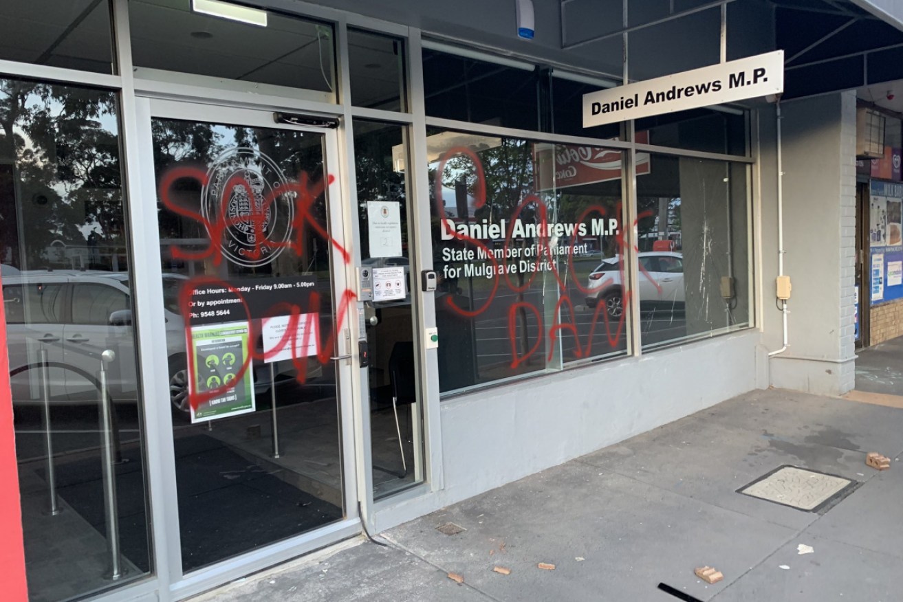 Victoria Police are investigating after the Premier's electorate office was vandalised.