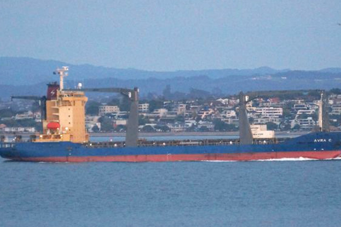 The Sofrana Surville remains moored off Mooloolaba after arriving from NZ.