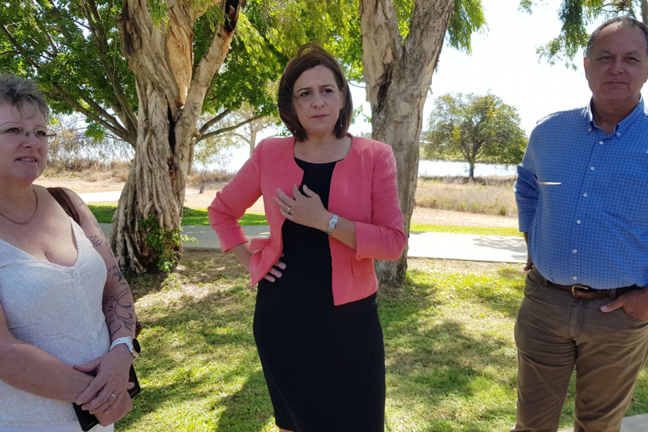 Queensland Liberal National Party leader Deb Frecklington on the campaign trail with LNP candidate John Hathaway in Townsville.