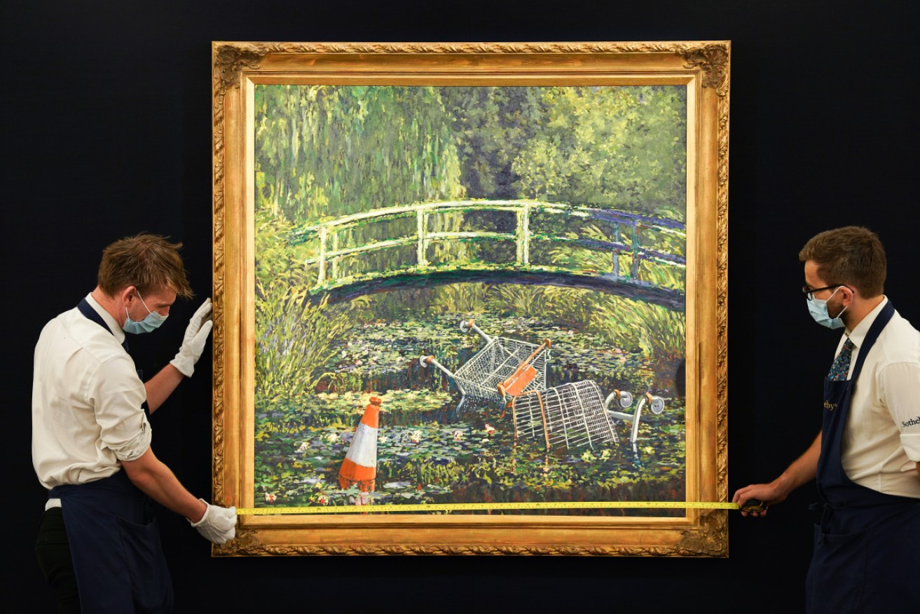 Banksy's Show Me the Monet sells for $13 million at Sotheby's auction.