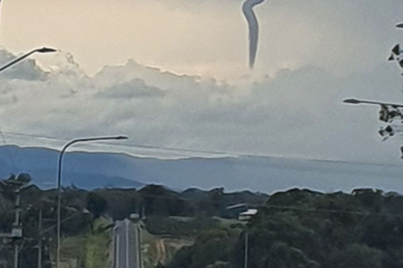 A cold air funnel is seen from Bracker Road in Warwick in the Southern Downs.