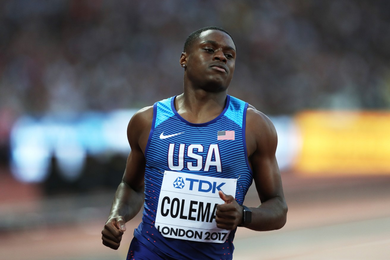 Christian Coleman won the 100-metre title at the Doha world championships.