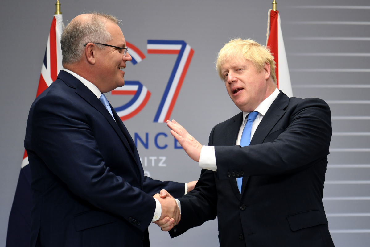 Scott Morrison Boris johnson G7