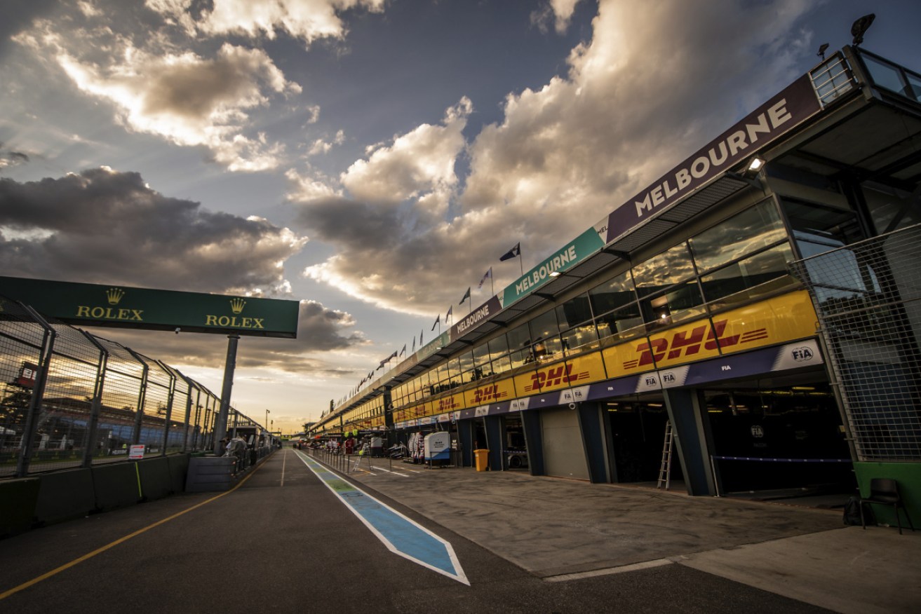 The empty stands at the Australian Grand Prix in March 2020. 