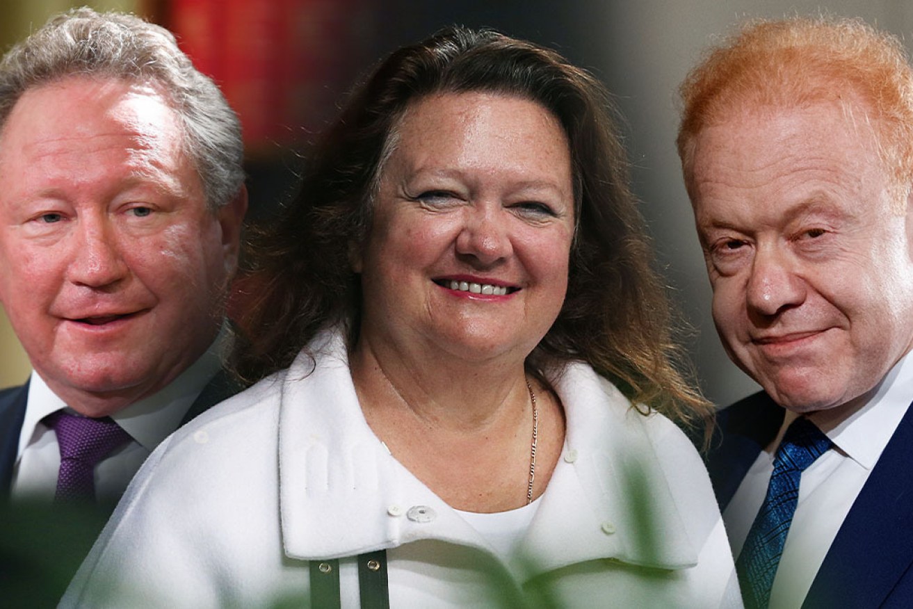 Australia's three wealthiest people - Andrew Forrest, Gina Rinehart and Anthony Pratt.