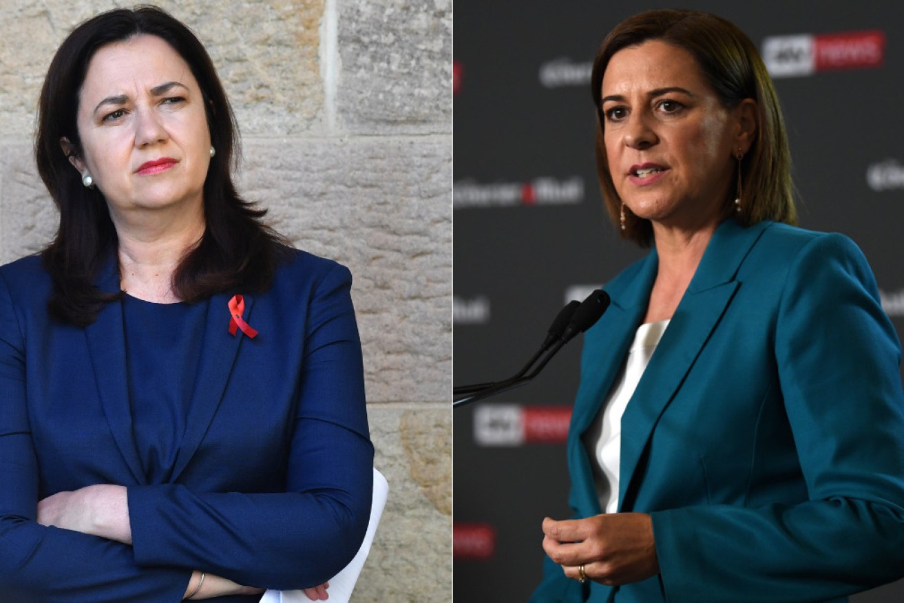 Labor Premier Annastacia Palaszczuk, left, faces off against LNP leader Deb Frecklington on Saturday.