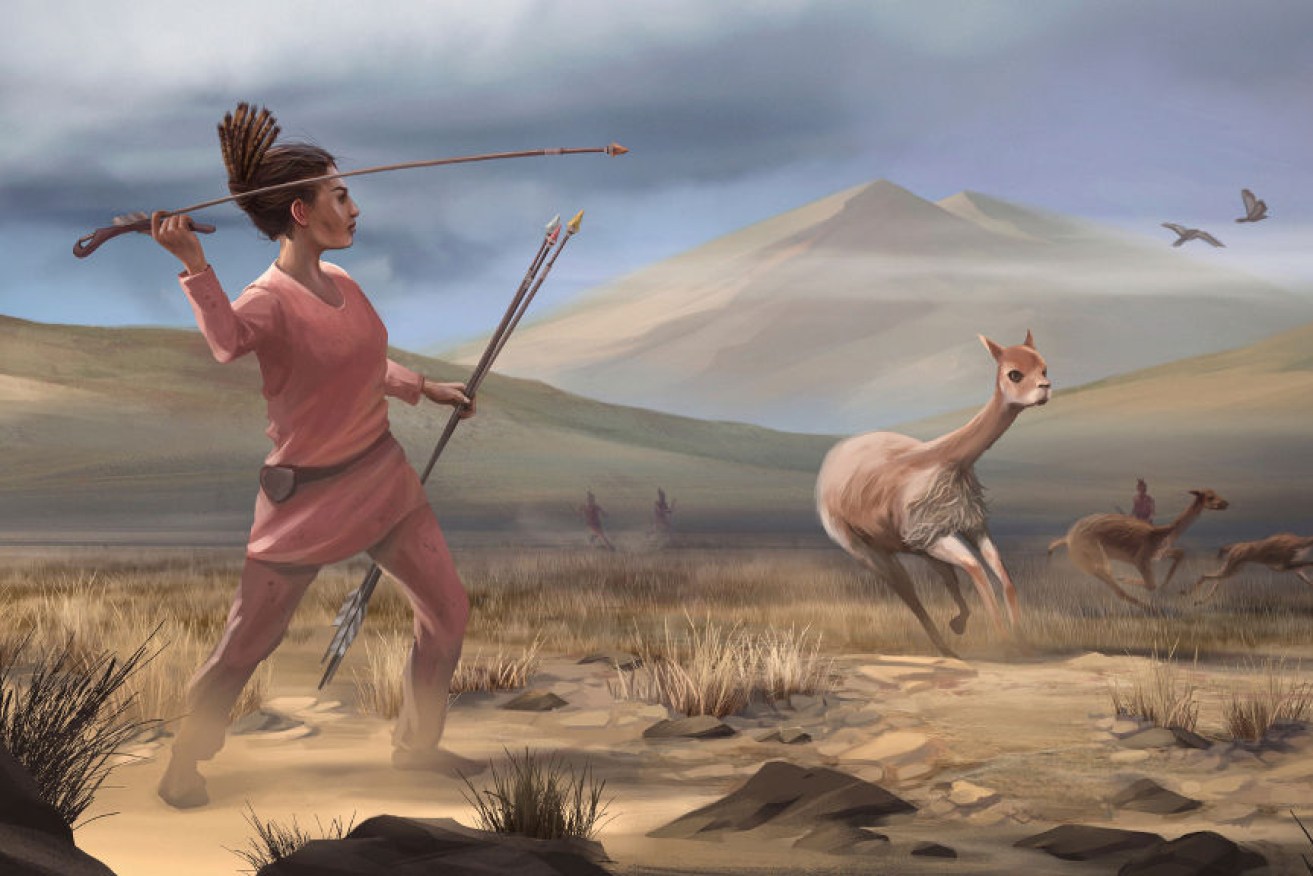 A female hunter in Peru's Andean highlands may have looked like this 9000 years ago. 