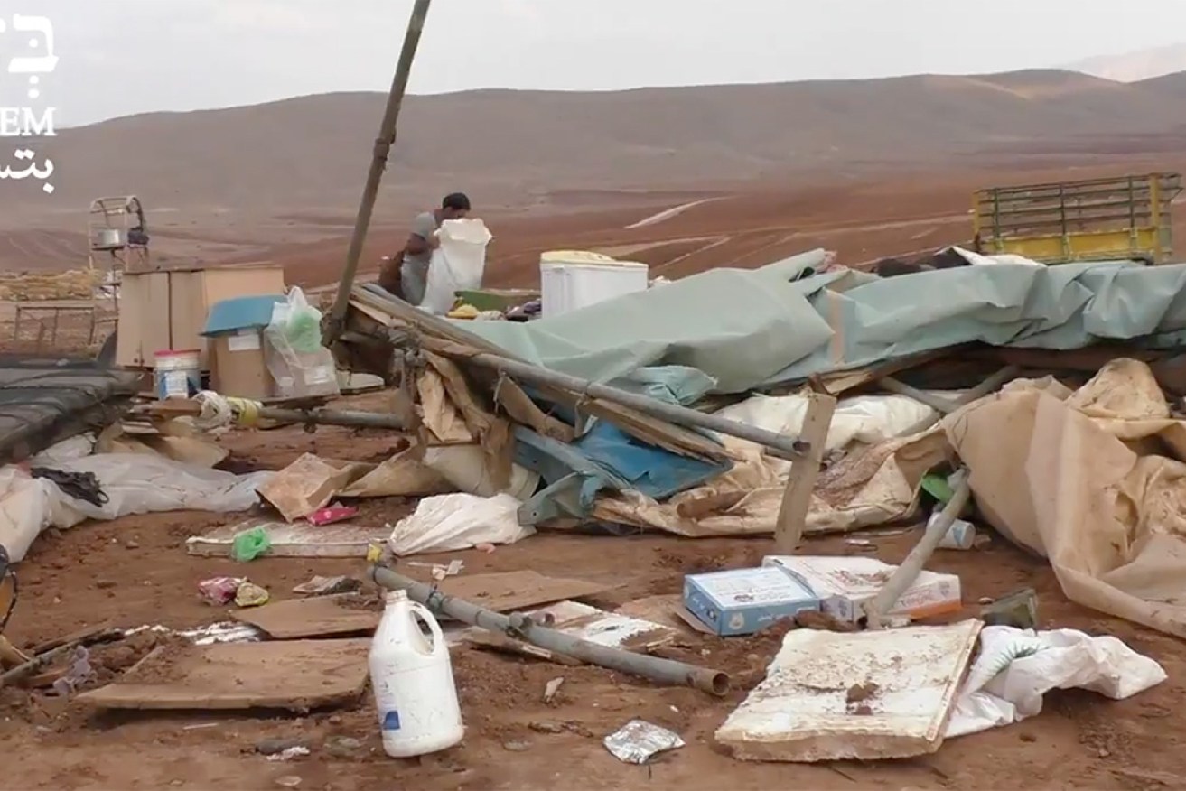 The Bedouin village  of Khirbet Humsah was demolished by Israeli forces on Tuesday.