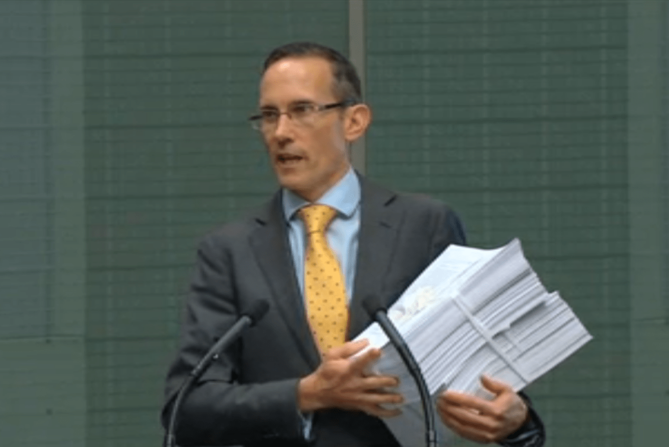 Labor MP Andrew Leigh tables the printed signatures of 500,000 people on Kevin Rudd's petition.